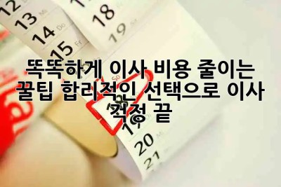 똑똑하게 이사 비용 줄이는 꿀팁🍯: 합리적인 선택으로 이사 걱정 끝!