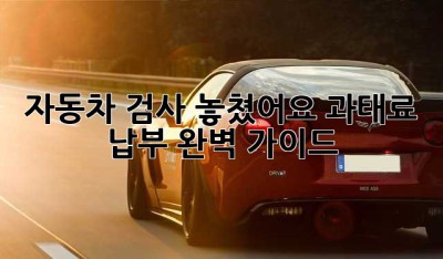 자동차 검사, 놓쳤어요? 과태료 납부 완벽 가이드!